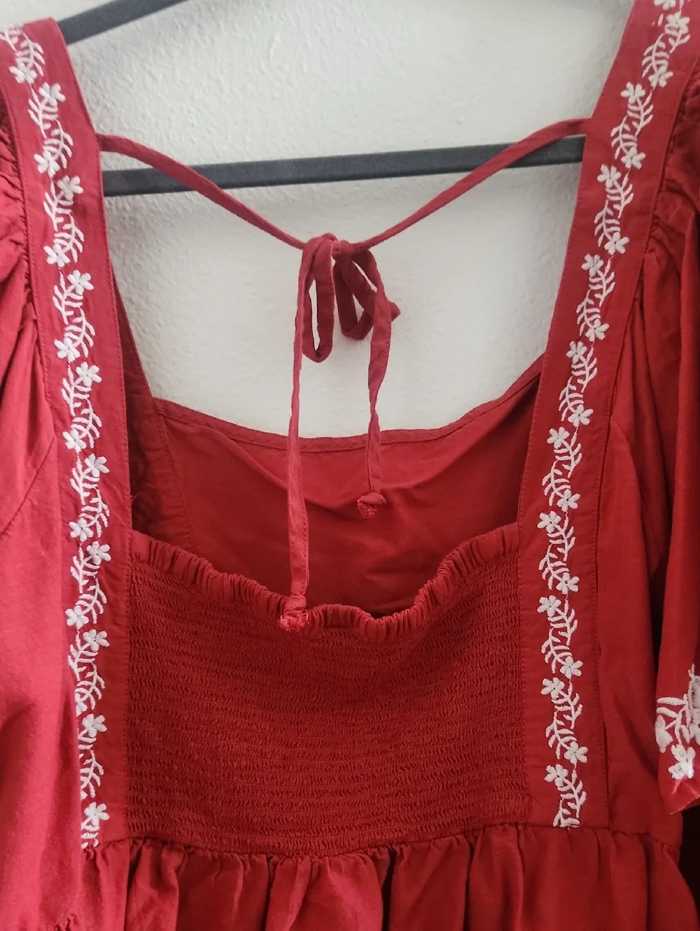 Old Navy Red Embroidered Peasant Blouse